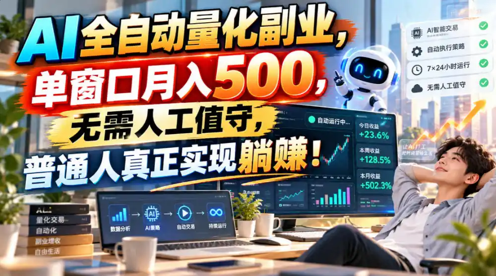 AI全自动量化副业，单窗口月入500，无需人工值守，普通人真正实现躺賺！-云网创
