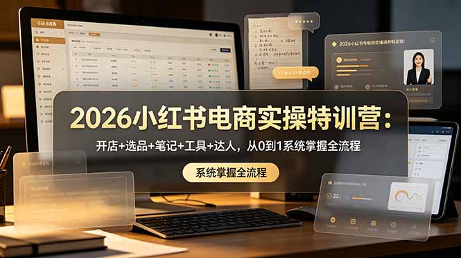 2026小红书电商实操特训营：开店+选品+笔记+工具+达人，从0到1系统掌握全流程-云网创