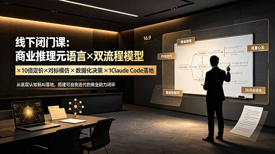 线下闭门课：商业推理元语言×双流程模型×10倍定价×对标模仿×数据化决策×Claude Code落地，击穿认知盲区-云网创