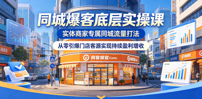同城爆客底层实操课，实体商家专属同城流量打法，从零引爆门店客源实现持续盈利增收-云网创