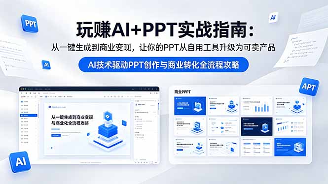 玩赚AI+PPT实战指南-更新5月13：从一键生成到商业变现，让你的PPT从自用工具升级为可卖产品-云网创
