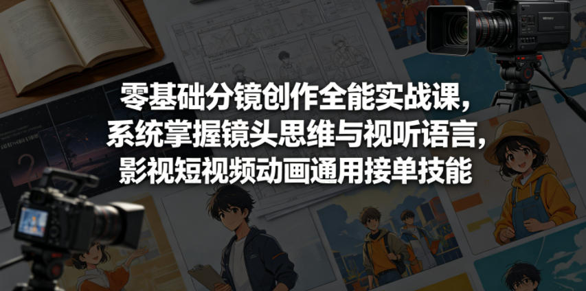 零基础分镜创作全能实战课，系统掌握镜头思维与视听语言，影视短视频动画通用接单技能-云网创