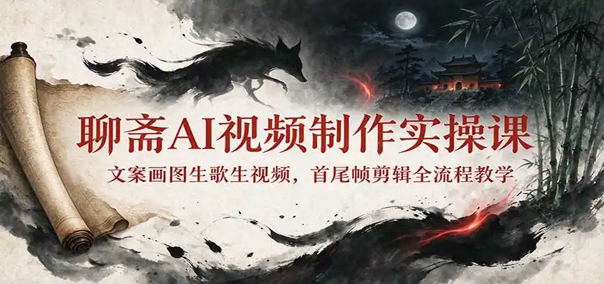 聊斋AI视频制作实操课：文案画图生歌生视频，首尾帧剪辑全流程教学-云网创
