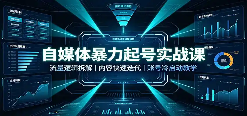 自媒体暴力起号实战课:流量逻辑拆解,内容快速迭代,账号冷启动教学-云网创