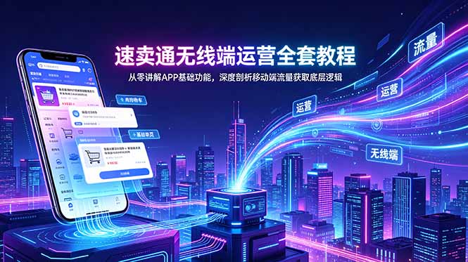 速卖通无线端运营全套教程，从零讲解APP基础功能，深度剖析移动端流量获取底层逻辑-云网创