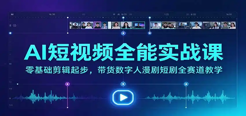 AI短视频全能实战课：零基础剪辑起步，带货数字人漫剧短剧全赛道教学-云网创