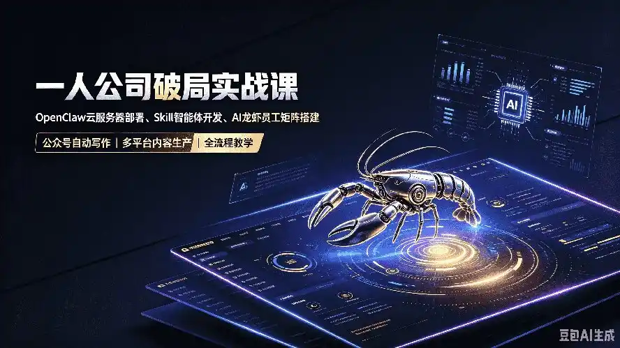 一人公司破局实战课｜OpenClaw云服务器部署、Skill智能体开发、AI龙虾员工矩阵搭建，公众号自动写作与多平台内容…-云网创