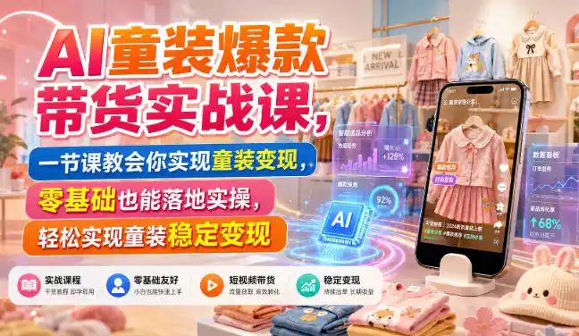 AI童装爆款带货实战课,一节课教会你实现童装变现,零基础也能落地实操-云网创