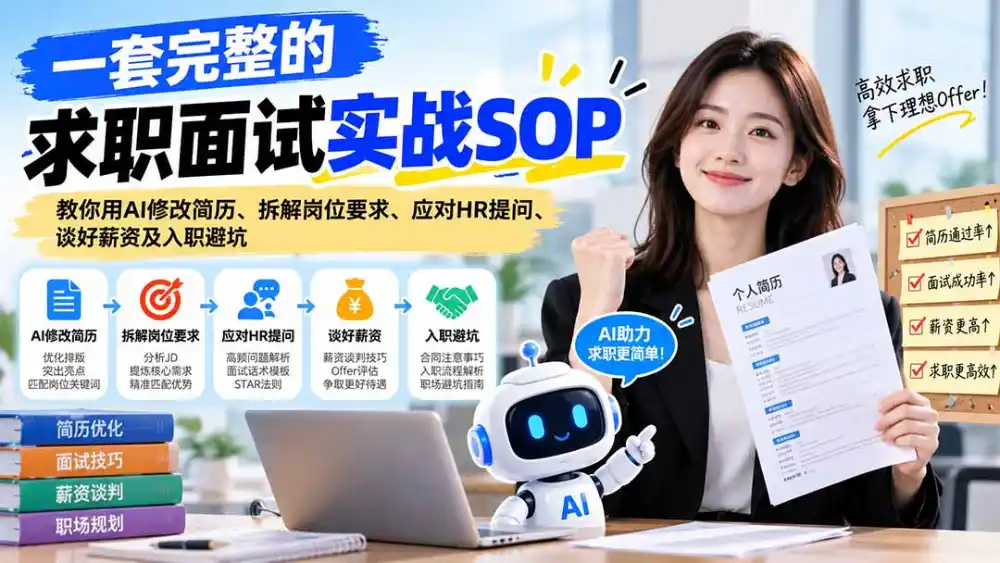 一套完整的求职面试实战SOP:教你用AI修改简历、拆解岗位要求、应对HR提问、谈好薪资及入职避坑-云网创