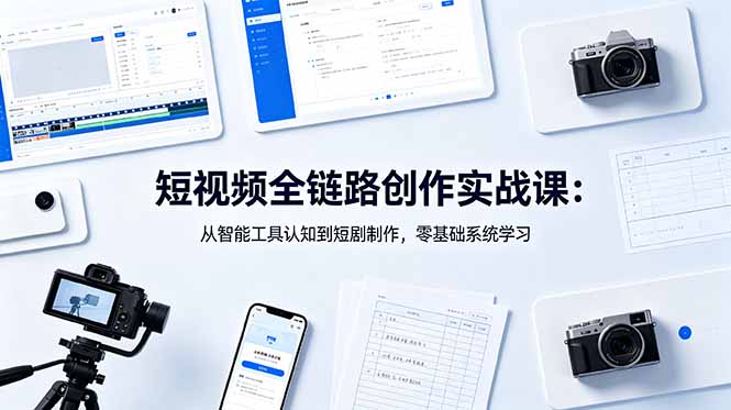 短视频全链路创作实战课：从智能工具认知到短剧制作，零基础系统学习-云网创