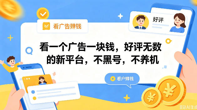 看一个广告一块钱，好评无数的新平台，不黑号，不养机，一撸几十块钱还是不错的【揭秘】-云网创