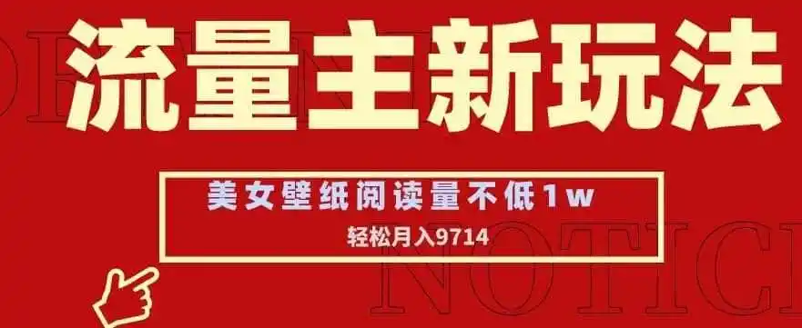 流量主新玩法,美女壁纸和头像,阅读量不低于1w,月入9741【揭秘】-云网创