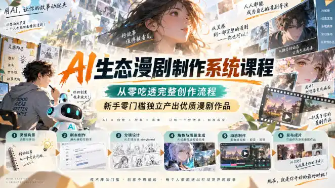 AI生态漫剧制作系统课程，从零吃透完整创作流程，新手零门槛独立产出优质漫剧作品-云网创