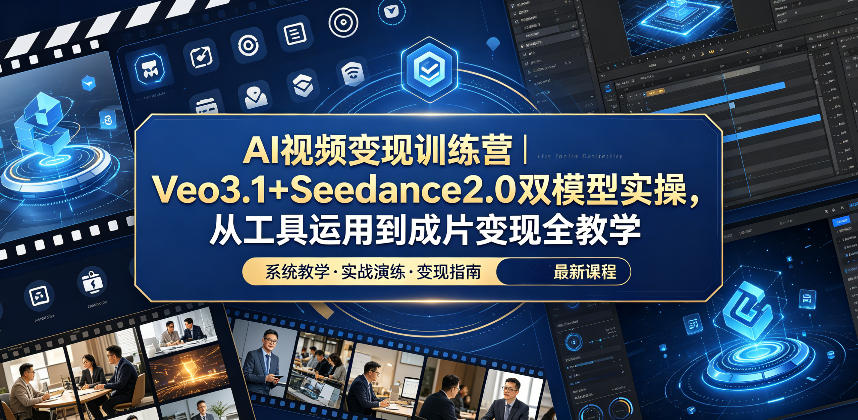 AI视频变现训练营｜Veo3.1+Seedance2.0双模型实操，从工具运用到成片变现全教学-云网创