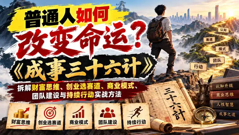 普通人如何改变命运?《成事三十六计》拆解财富思维、创业选赛道、商业模式、团队建设与持续行动实战方法-云网创