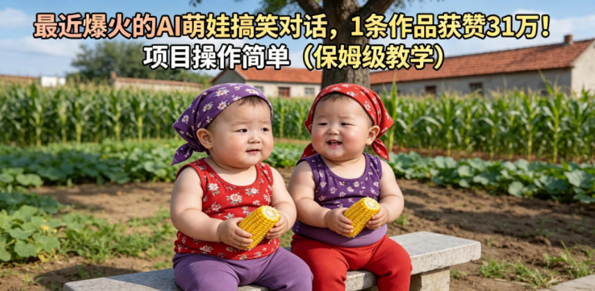 最近爆火的AI萌娃搞笑对话，1条作品获赞31W，项目操作简单(保姆级教学)-云网创