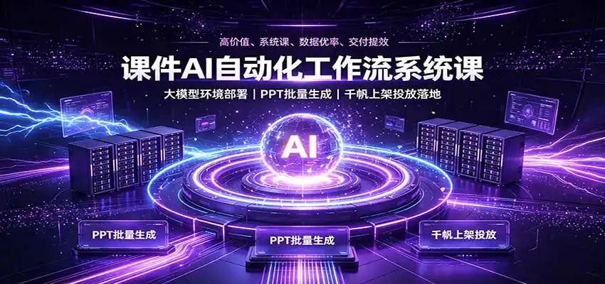 课件AI自动化工作流系统课：大模型环境部署，PPT批量生成，千帆上架投放落地-云网创