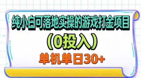 纯小白可落地实操的游戏打金项目(0投入-云网创
