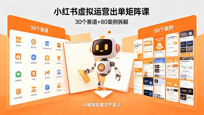 小红书虚拟运营出单矩阵课：30个赛道+80案例拆解，AI赋能批量生产笔记-云网创
