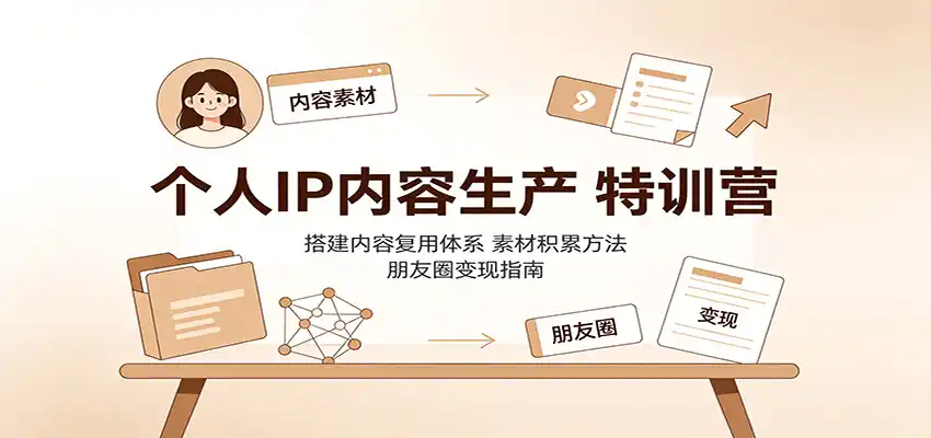 个人IP内容生产特训营：搭建内容复用体系，素材积累方法，朋友圈变现指南-云网创