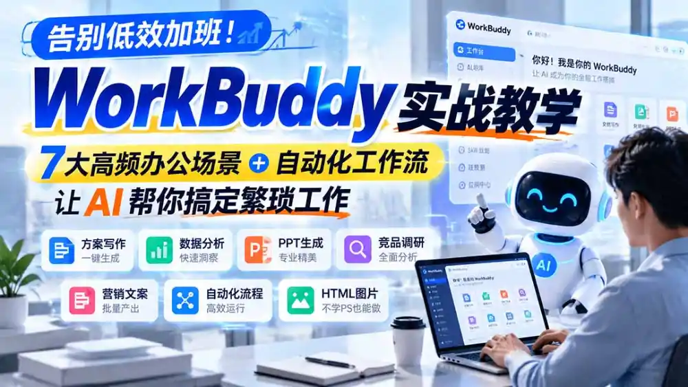 告别低效加班!WorkBuddy实战教学,7大高频办公场景+自动化工作流,让AI帮你搞定繁琐工作-云网创