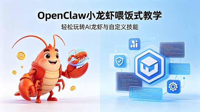 不用懂技术！OpenClaw小龙虾喂饭式教学，轻松玩转AI龙虾与自定义技能-云网创