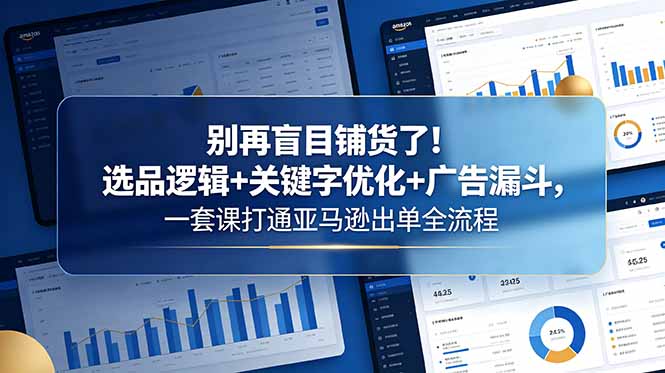 别再盲目铺货了！选品逻辑+关键字优化+广告漏斗，一套课打通亚马逊出单全流程-云网创