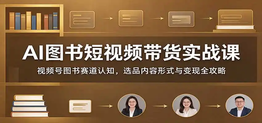 AI图书短视频带货实战课：视频号图书赛道认知，选品内容形式与变现全攻略-云网创