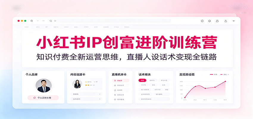小红书IP创富进阶训练营:知识付费全新运营思维,直播人设话术变现全链路-云网创