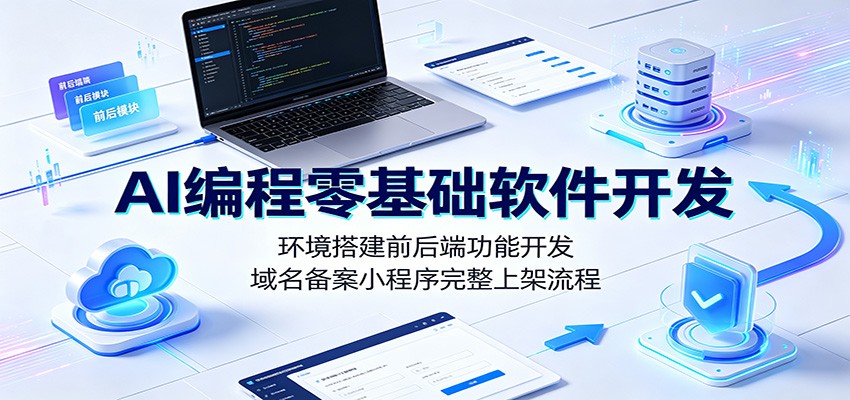 AI编程零基础软件开发：环境搭建前后端功能开发，域名备案小程序完整上架流程-云网创