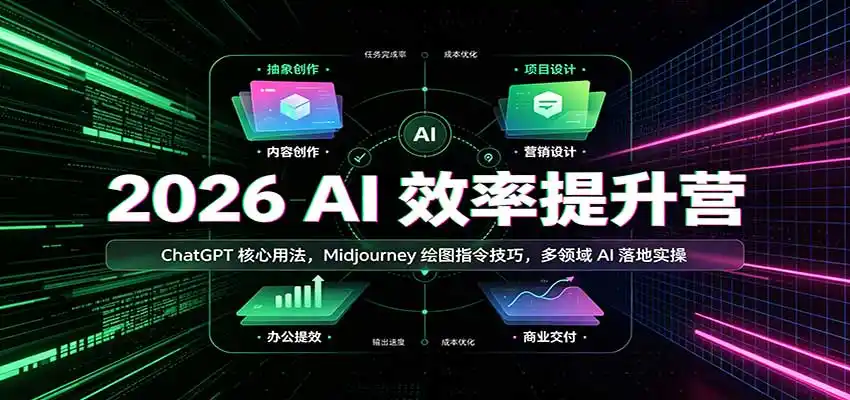 2026 AI效率提升营:ChatGPT核心用法,Midjourney绘图指令技巧,多领域AI落地实操-云网创