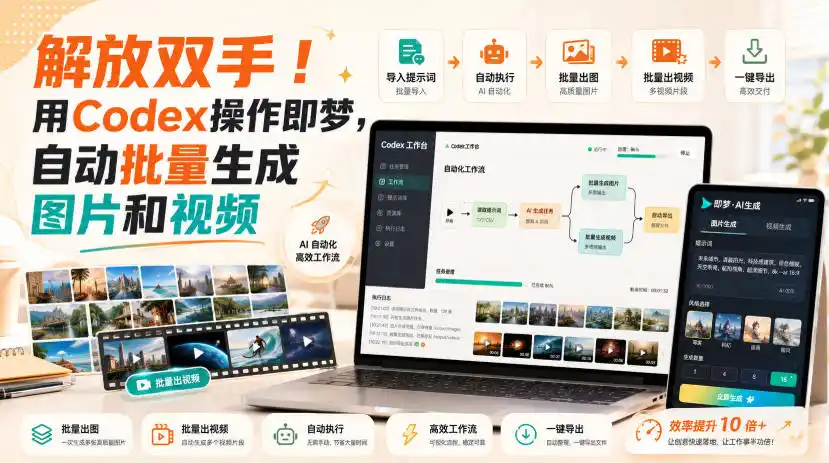 解放双手！用Codex操作即梦，自动批量生成图片和视频-云网创
