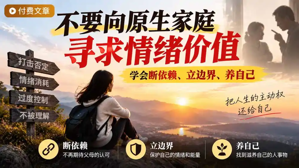 付费文章:不要向原生家庭寻求情绪价值,学会断依赖、立边界、养自己-云网创