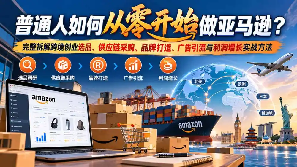 普通人如何从零开始做亚马逊？完整拆解跨境创业选品、供应链采购、品牌打造、广告引流与利润增长实战方法-云网创