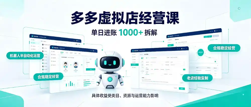 日入1000+的拼多多虚拟小店，AI+机器人实现半自动店铺，新人轻松上手【揭秘】-云网创