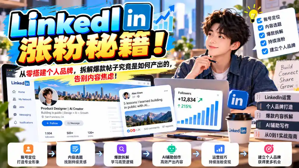 LinkedIn涨粉秘籍!从零搭建个人品牌,拆解爆款帖子究竟是如何产出的,告别内容焦虑!【原创双语字幕】-云网创