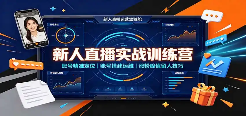 新人直播实战训练营:账号精准定位,账号搭建运维,涨粉峰值留人技巧-云网创