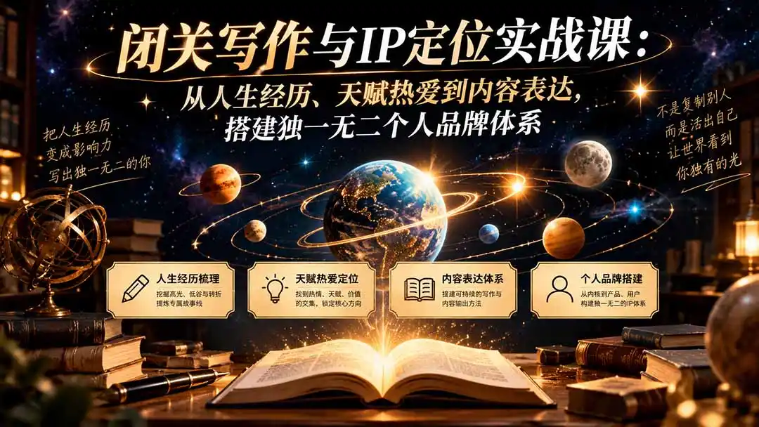 闭关写作与IP定位实战课:从人生经历、天赋热爱到内容表达,搭建独一无二个人品牌体系-云网创