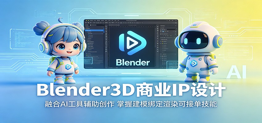 Blender3D商业IP设计：融合AI工具辅助创作，掌握建模绑定渲染可接单技能-云网创