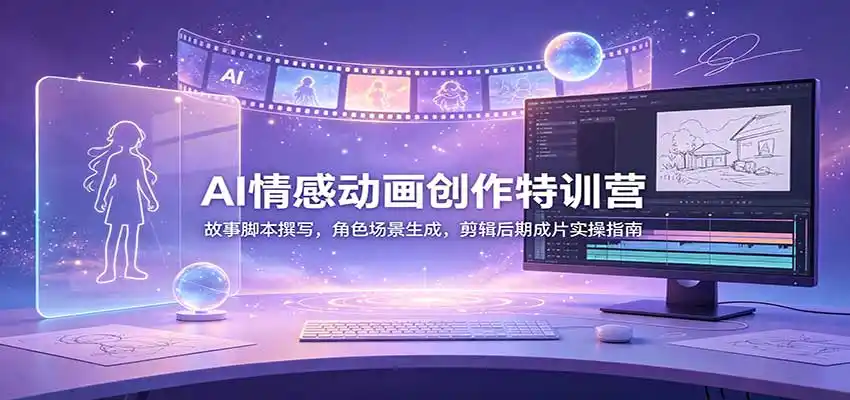 AI情感动画创作特训营:故事脚本撰写,角色场景生成,剪辑后期成片实操指南-云网创