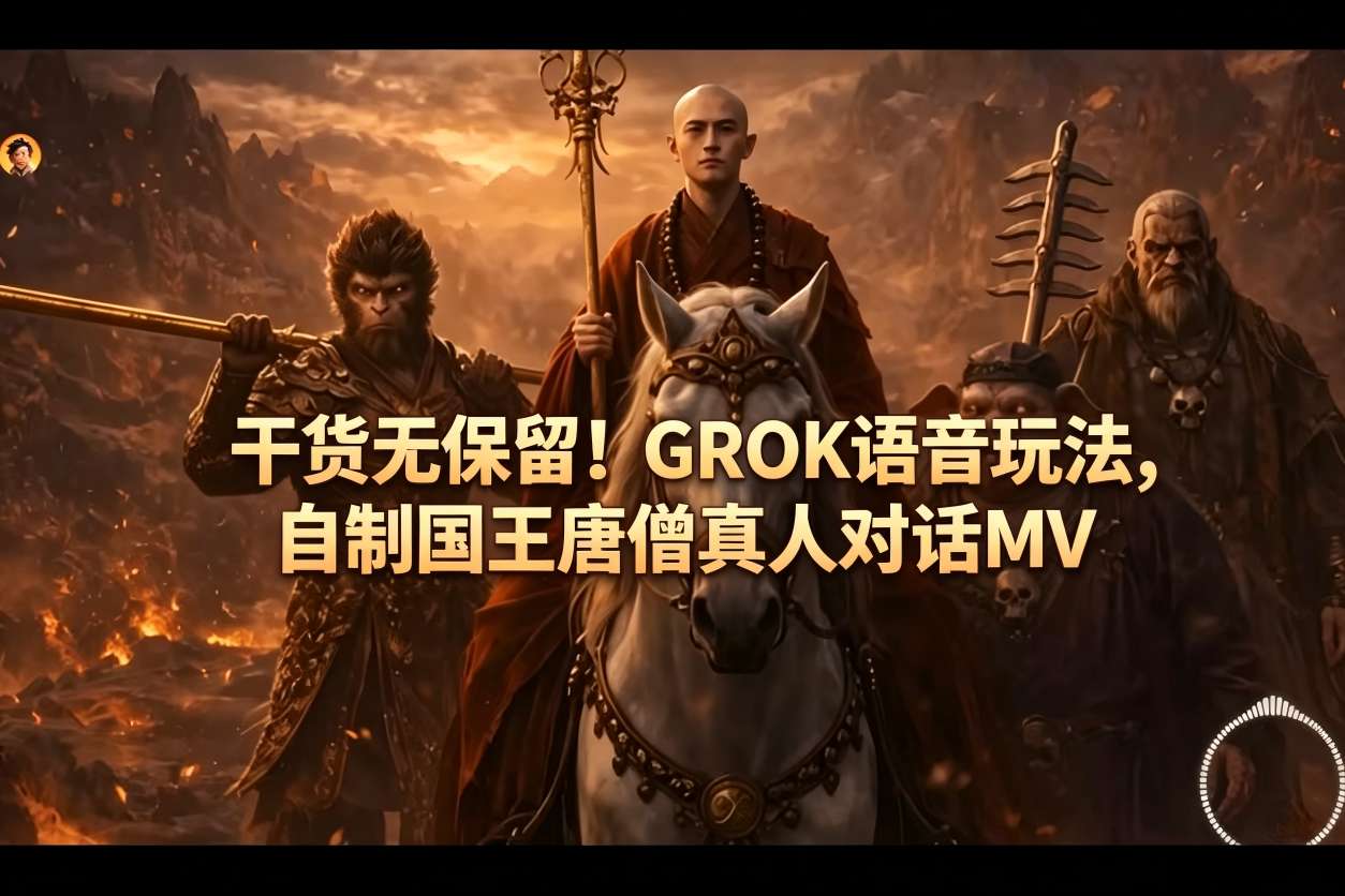 干货无保留！GROK语音玩法，自制国王唐僧真人对话MV-云网创
