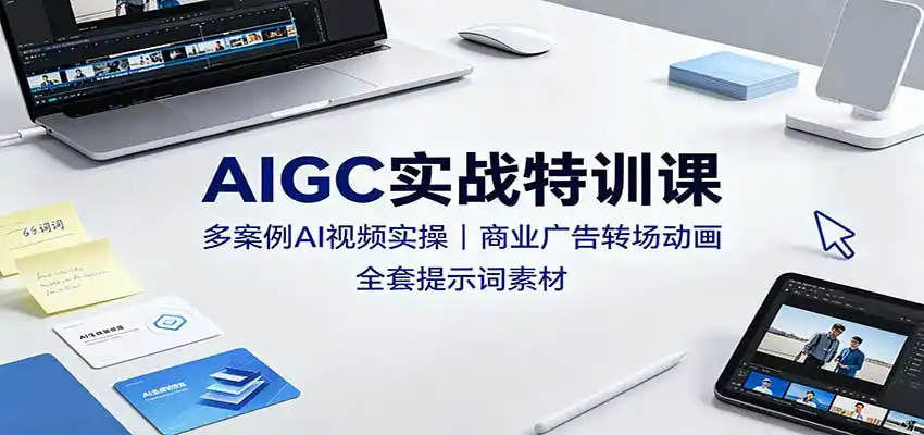 AIGC实战特训课:多案例AI视频实操,商业广告转场动画,全套提示词素材-云网创