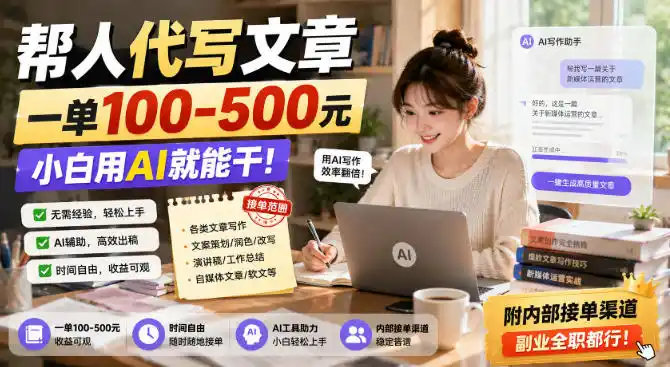 帮人代写文章,一单100-500,小白用AI就能干,附内部接单渠道,副业全职都行【揭秘】-云网创