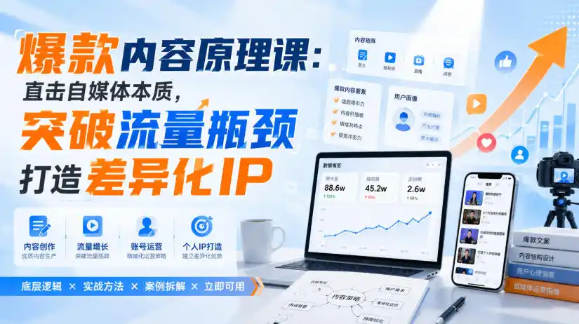 爆款内容原理课：直击自媒体本质，突破流量瓶颈打造差异化IP-云网创