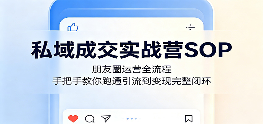 私域成交实战营SOP：朋友圈运营全流程，手把手教你跑通引流到变现完整闭环-云网创