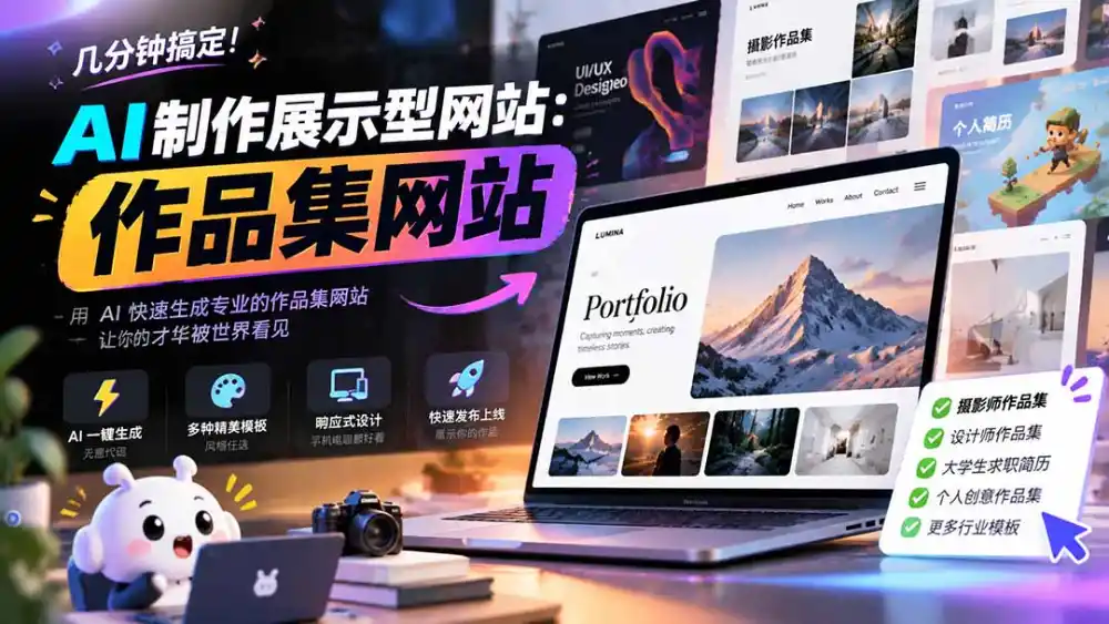 几分钟搞定,AI制作展示型网站制作:作品集网站,用AI快速生成专业的作品集网站,接单变现!-云网创
