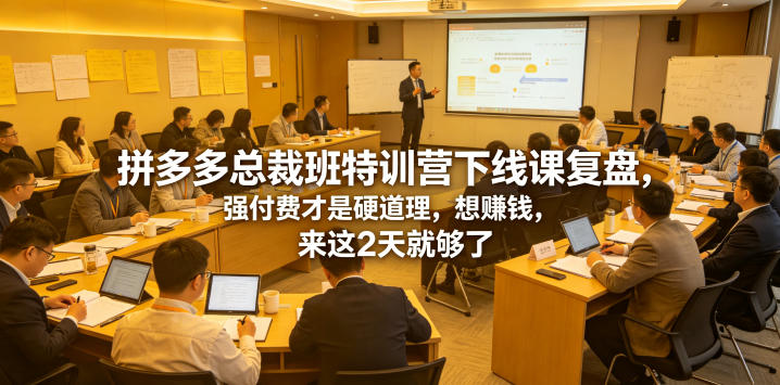 拼多多总裁班特训营下线课复盘，强付费才是硬道理，想賺钱，来这2天就够了-云网创