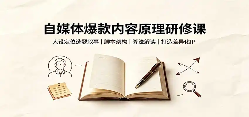 自媒体爆款内容原理研修课:人设定位选题叙事,脚本架构,算法解读打造差异化IP-云网创