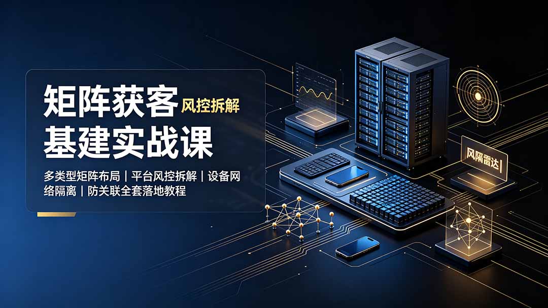 矩阵获客基建实战课：多类型矩阵布局｜平台风控拆解｜设备网络隔离｜防关联全套落地教程-云网创