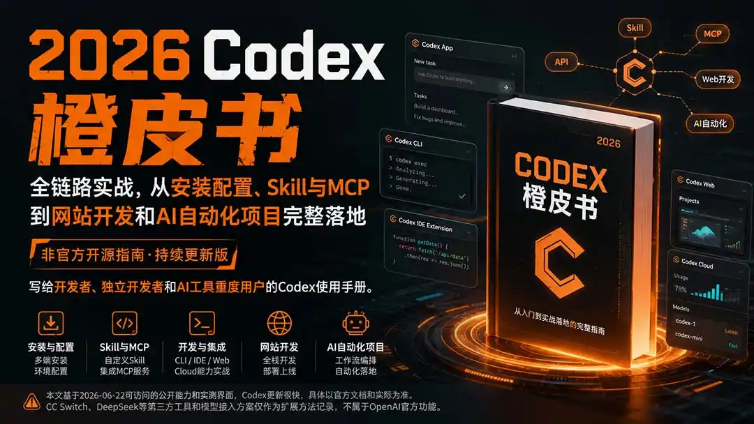2026Codex橙皮书：全链路实战，从安装配置、Skill与MCP到网站开发和AI自动化项目完整落地-云网创